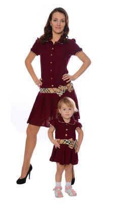 Одинаковые платья для мамы и дочки "Бордо", комплект — нарядные детские платья для девочек | Интернет-магазин платьев для девочек «12 кг Счастья»