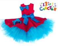 Платье для девочки "Стиляги (фуксия и голубой)"