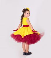 Платье для девочки "Стиляги" (на желтом белый горошек )