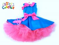 Платье для девочки "Стиляги (голубое с розовым)"